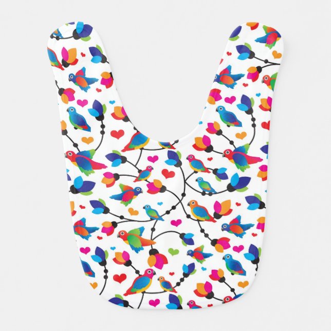 cute colorful parrot bird bib (Front)