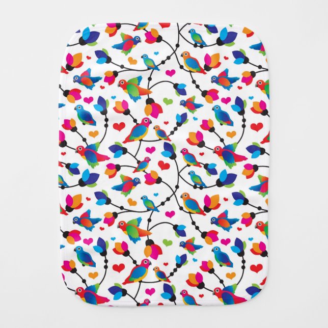 cute colorful parrot bird burp cloth (Front)