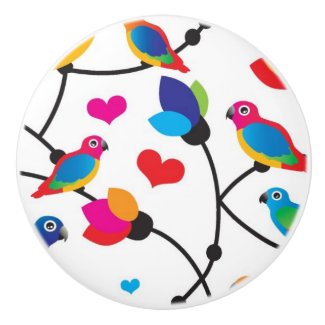 cute colorful parrot bird ceramic knob