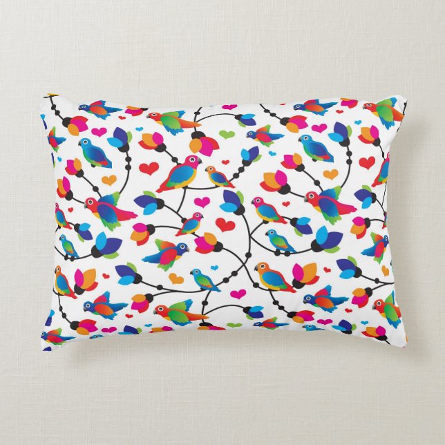 cute colorful parrot bird decorative pillow (Front)