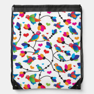 cute colorful parrot bird drawstring bag
