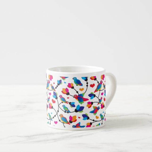 cute colorful parrot bird espresso cup (Front Right)