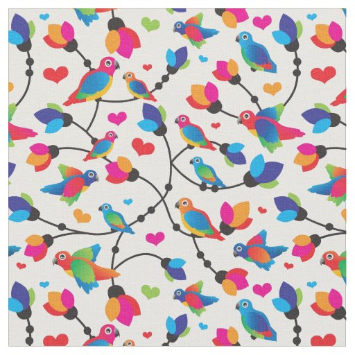 cute colorful parrot bird fabric