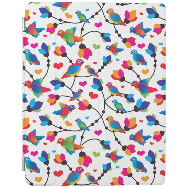 cute colorful parrot bird iPad smart cover (Front)