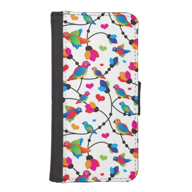 cute colorful parrot bird iPhone wallet case (Front)