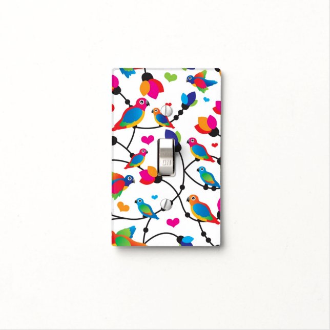 cute colorful parrot bird light switch cover (In Situ)