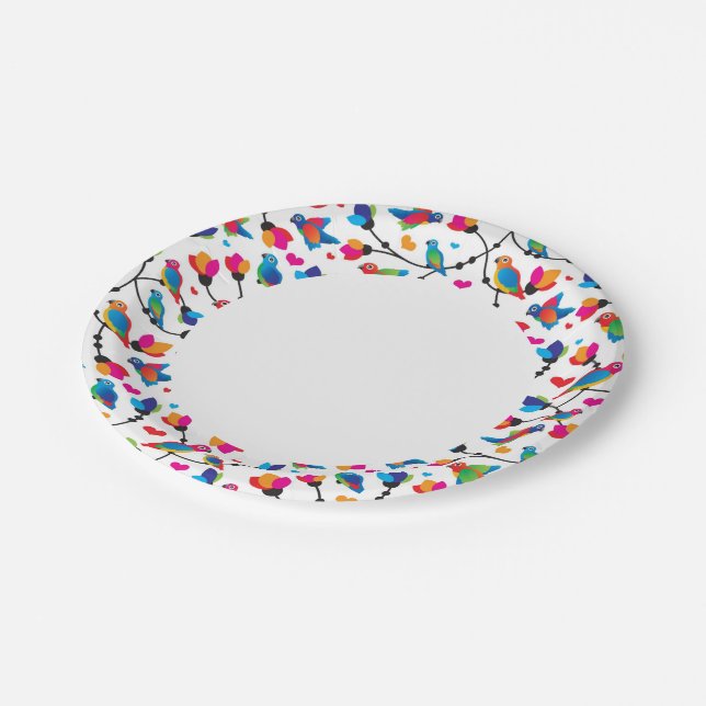cute colorful parrot bird paper plates (Angled)