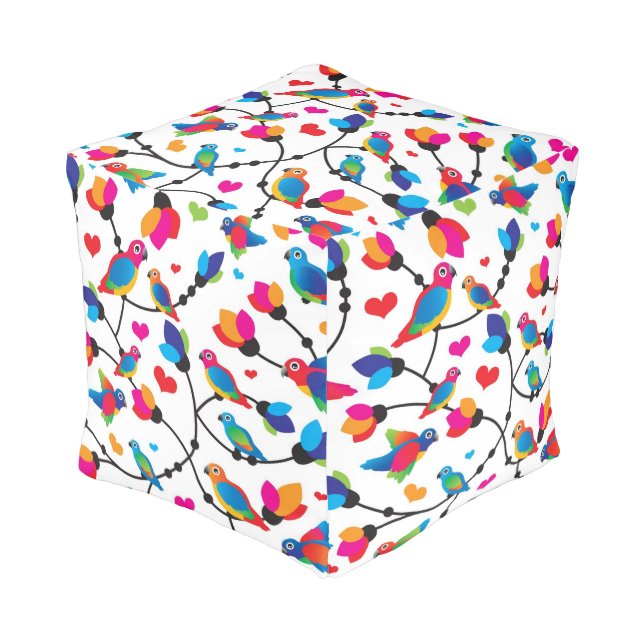 cute colorful parrot bird pouf (Angled Front)