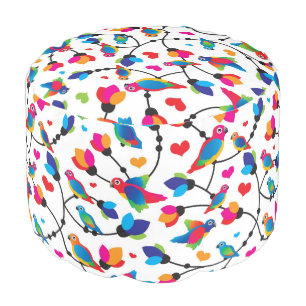 cute colorful parrot bird pouf
