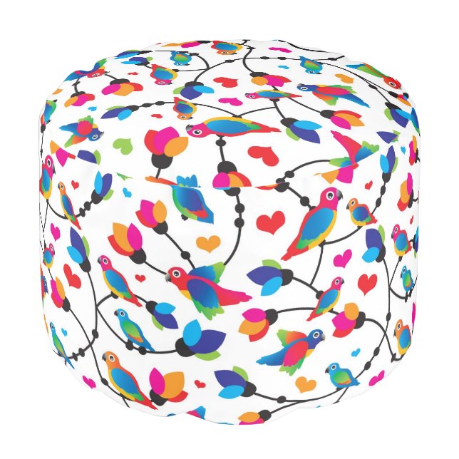 cute colorful parrot bird pouf (Angled Front)