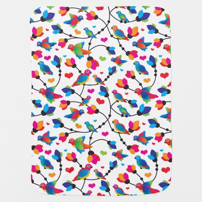 cute colorful parrot bird receiving blanket (Front)