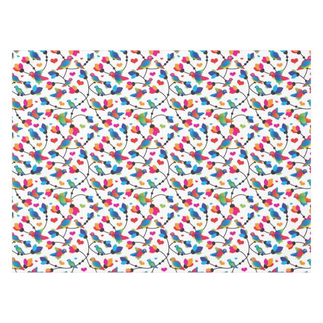 cute colorful parrot bird tablecloth (Front (Horizontal))
