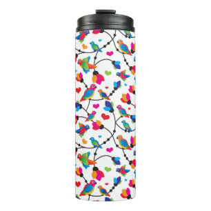 cute colorful parrot bird thermal tumbler