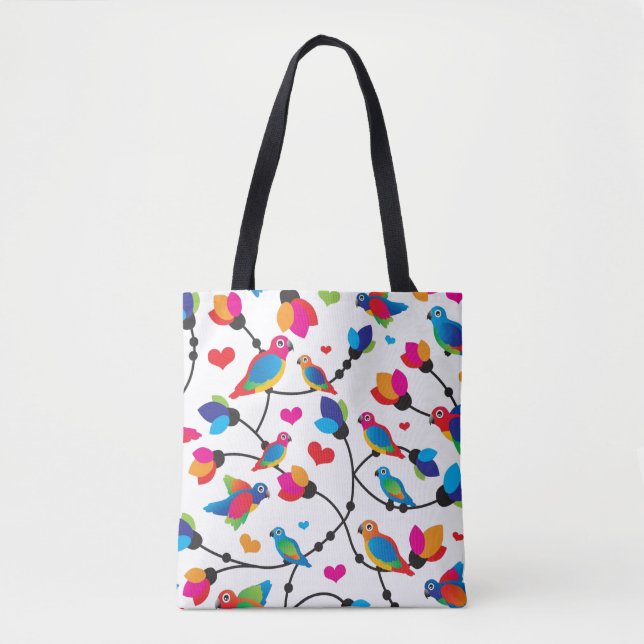cute colorful parrot bird tote bag (Front)