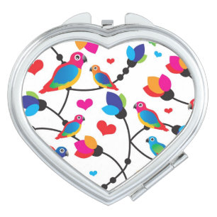 cute colorful parrot bird vanity mirror