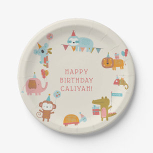 Cute & Colorful Party Animals Kids Birthday Paper Plates