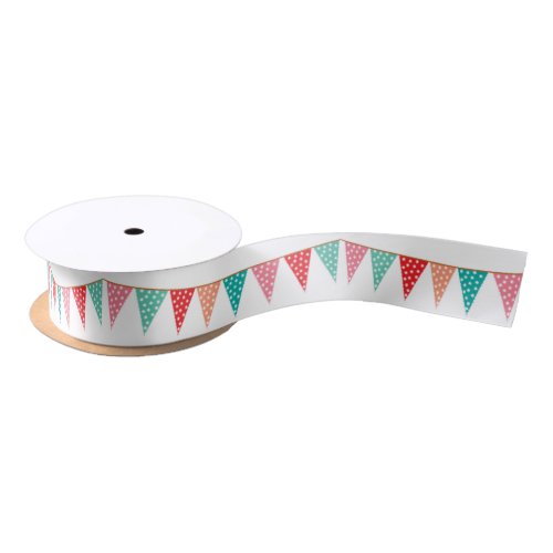 Cute Colorful Party Bunting Pattern Satin Ribbon