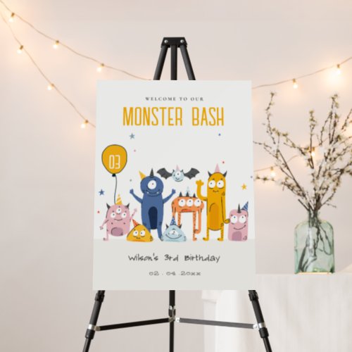 Cute Colorful Party Monsters Kids Birthday Welcome Foam Board