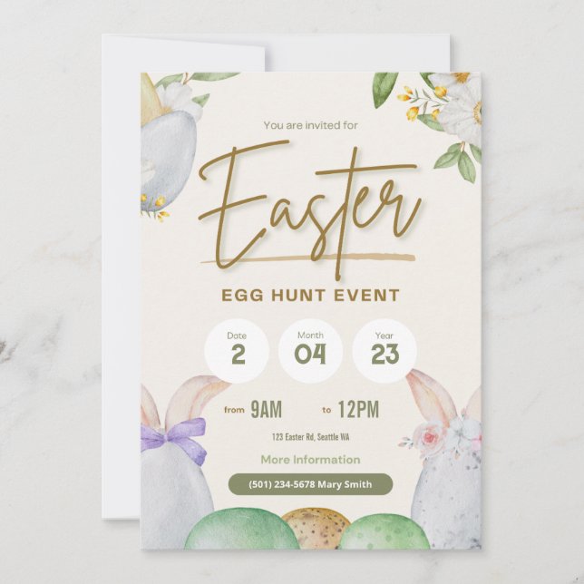 Cute Colorful Pastel Easter Egg Hunt Invitation  (Front)