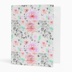 Cute colorful pastel floral aztec mini binder