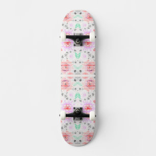 Cute colorful pastel floral aztec skateboard