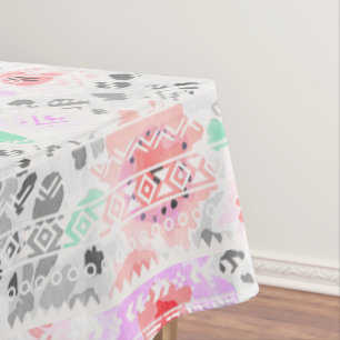 Cute colorful pastel floral aztec tablecloth