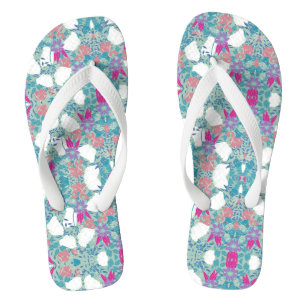 Cute colorful pastel floral garden flip flops