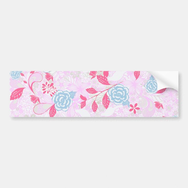 Cute colorful pastel floral pattern bumper sticker (Front)
