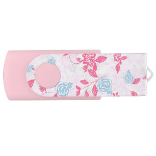 Cute colorful pastel floral pattern flash drive