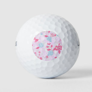 Cute colorful pastel floral pattern golf balls