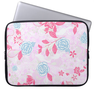 Cute colorful pastel floral pattern laptop sleeve