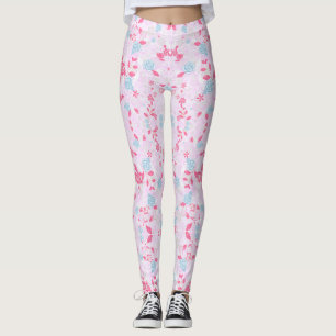 Cute colorful pastel floral pattern leggings