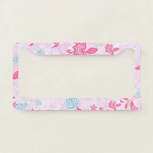 Cute colorful pastel floral pattern license plate frame