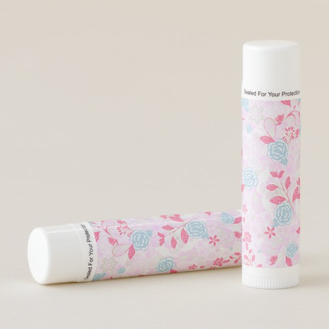 Cute colorful pastel floral pattern lip balm (Front)