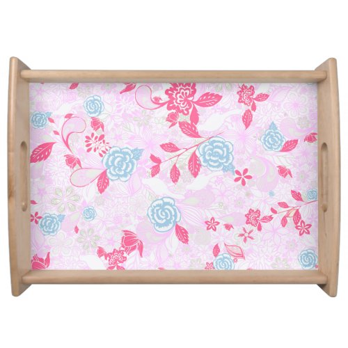 Cute colorful pastel floral pattern serving tray