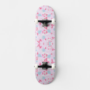 Cute colorful pastel floral pattern skateboard