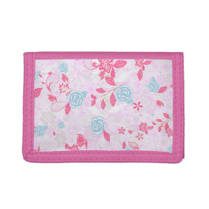 Cute colorful pastel floral pattern trifold wallet