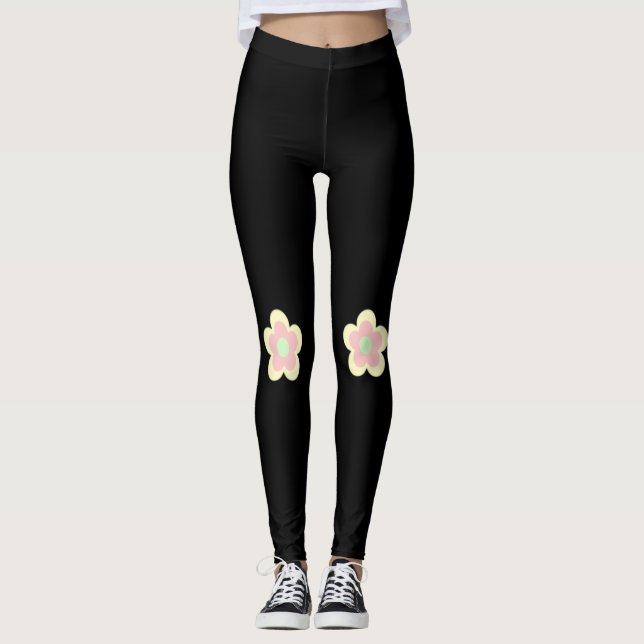 Cute colorful pastel flower gradient pattern  leggings (Front)