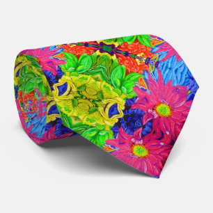 Cute colorful pastel flowers neck tie