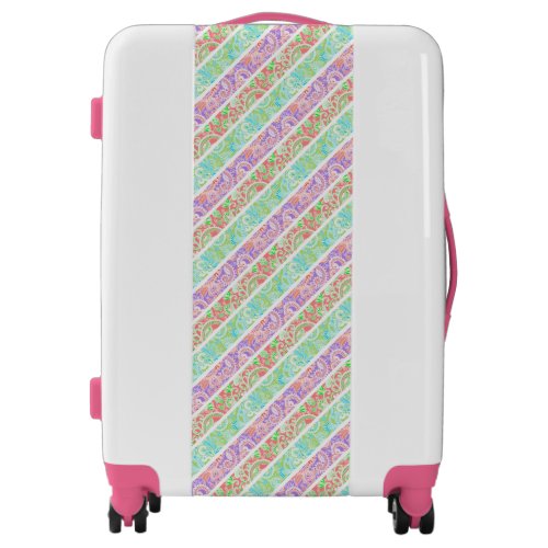 Cute colorful pastel flowers stripes luggage