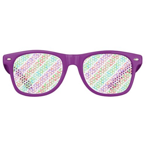 Cute colorful pastel flowers stripes retro sunglasses