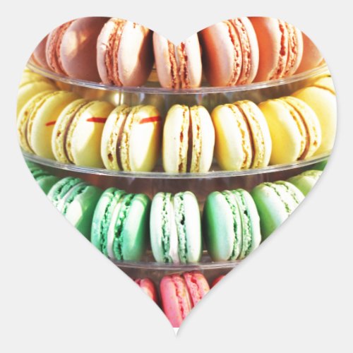 Cute Colorful Pastel French Macaron Cookie Pastry Heart Sticker