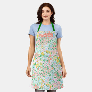Cute Colorful Pastel Garden Flower Pattern Apron