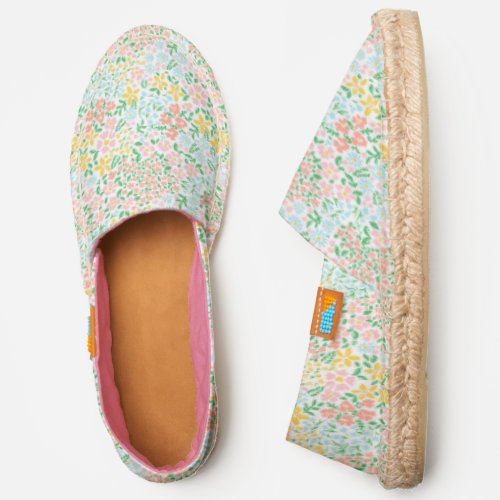 Cute Colorful Pastel Garden Flower Pattern Espadrilles