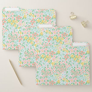Cute Colorful Pastel Garden Flower Pattern File Folder