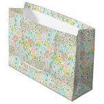 Cute Colorful Pastel Garden Flower Pattern Large Gift Bag
