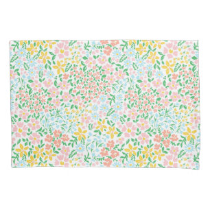 Cute Colorful Pastel Garden Flower Pattern Pillow Case