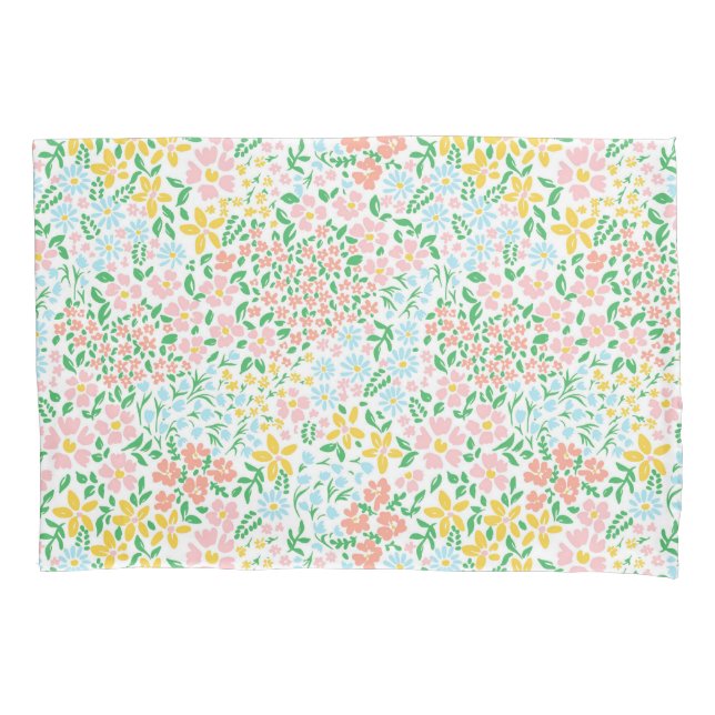 Cute Colorful Pastel Garden Flower Pattern Pillow Case (Front)