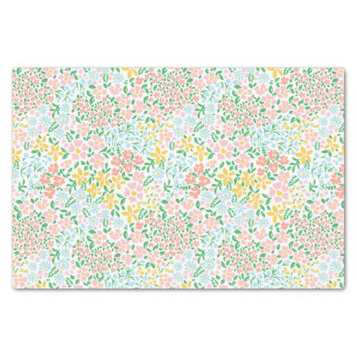 Cute Colorful Pastel Garden Flower Pattern Tissue Paper