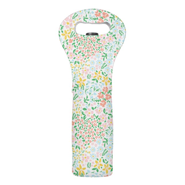 Cute Colorful Pastel Garden Flower Pattern Wine Bag (Front)